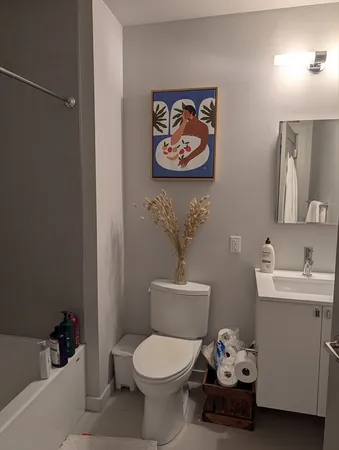 a bathroom with a toilet a sink and mirror