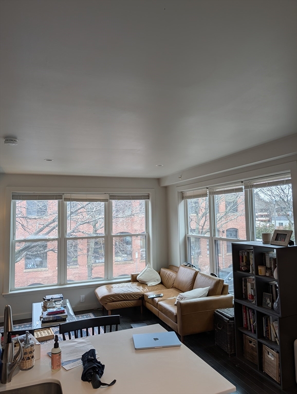 3383 Washington Street, Unit 201 Boston, MA 02130 - Photo 9 of 15 a living room with furniture and large windows