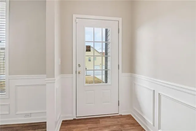 an empty room with windows