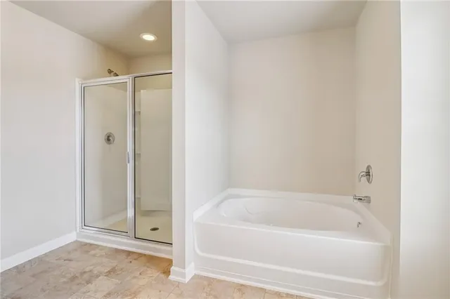 a bathroom with a bathtub