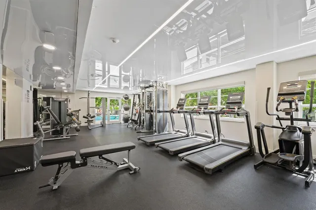 a view of a room with gym equipment