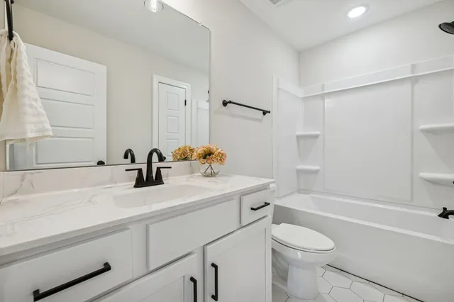 a bathroom with a bathtub