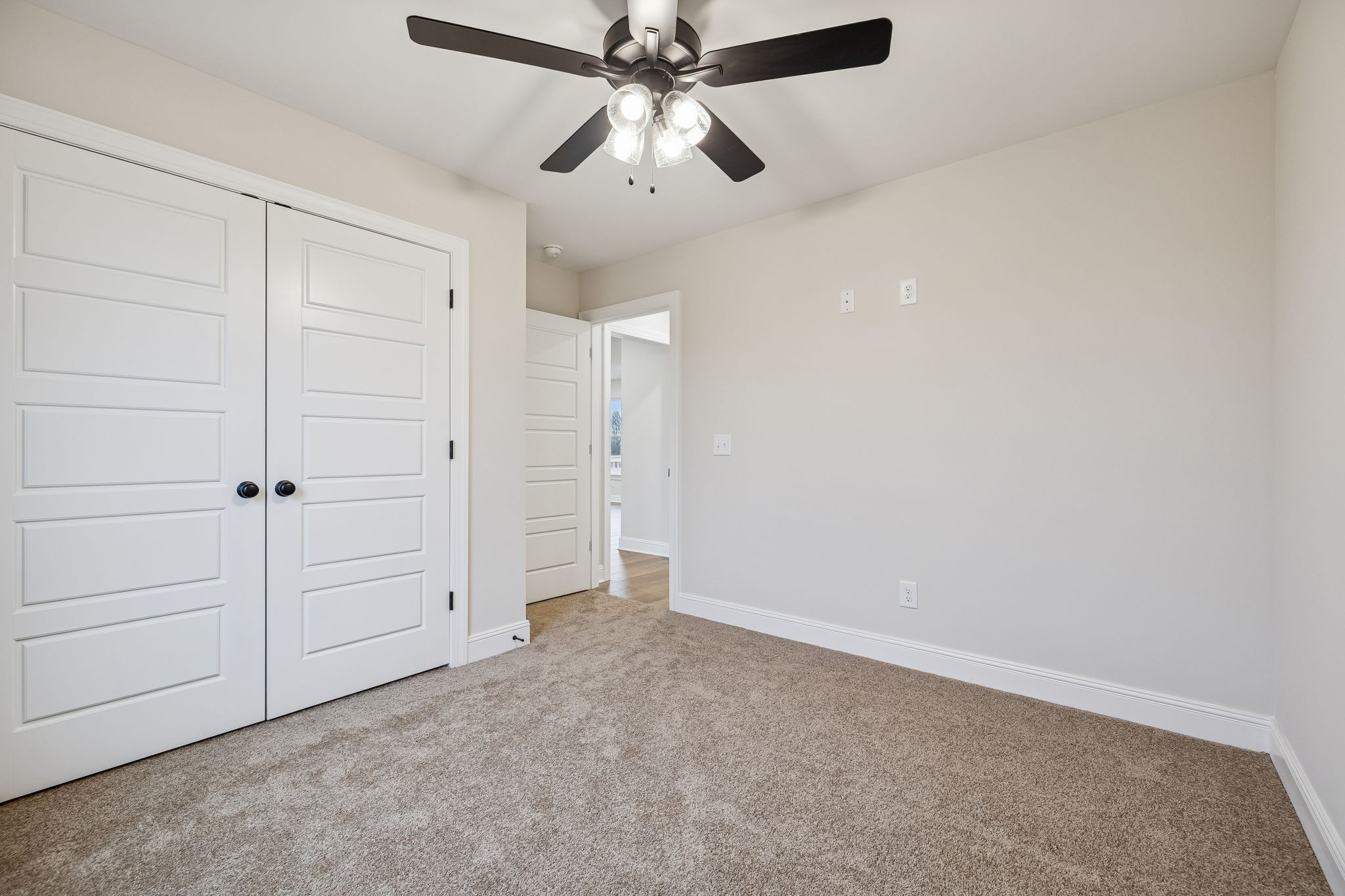 1015 Landing Lane Adams, TN 37010 - Photo 22 of 27 an empty room with closet and a chandelier fan