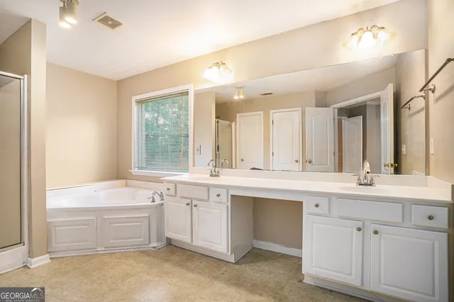 an empty room with windows