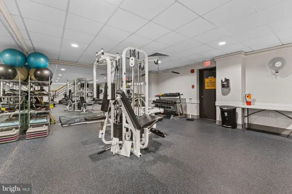 a view of a room with gym equipment