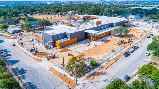 an aerial view of tennis court