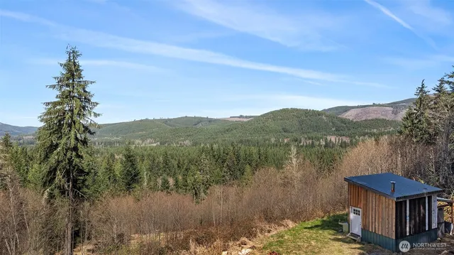 a view of a lake with a mountain in the background