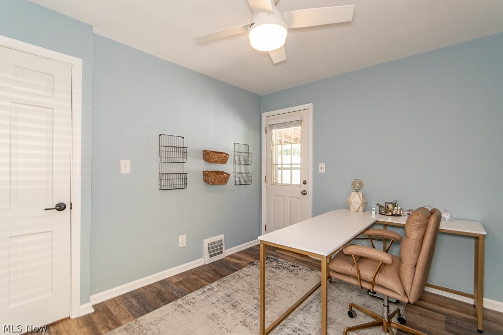 1314 Mayfield Ridge Road Cleveland, OH 44124 - Photo 15 of 40 Office with dark hardwood / wood-style flooring and ceiling fan