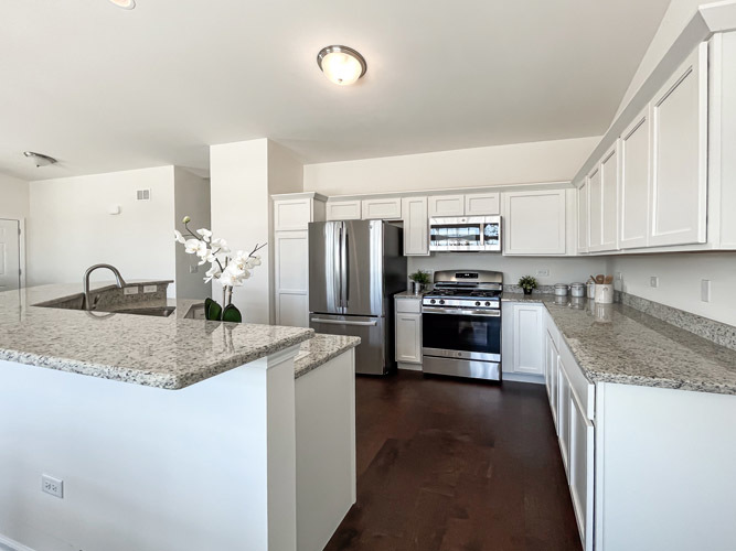 455 Ridge Lane Bolingbrook, IL 60440 - Photo 7 of 14 a kitchen with stainless steel appliances granite countertop a sink stove and refrigerator