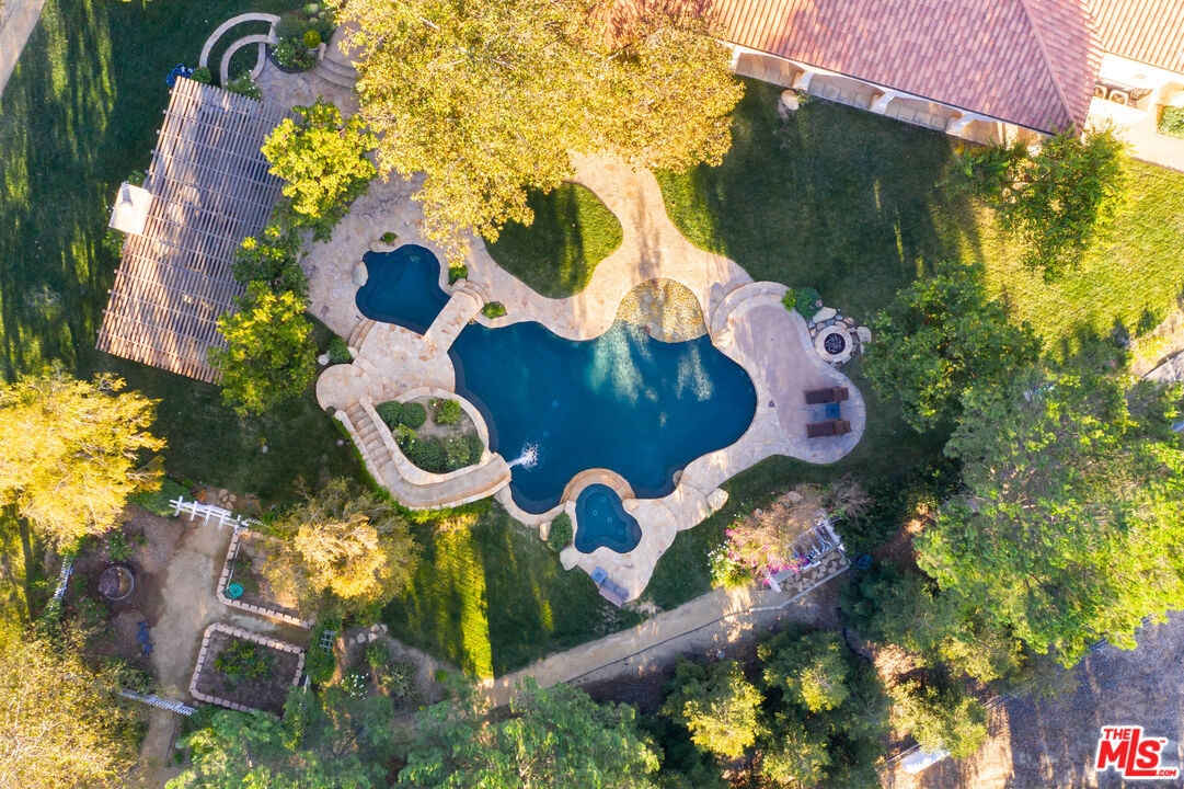 9269 Stockton Road Moorpark, CA 93021 - Photo 28 of 46 an aerial view of residential house with outdoor space and swimming pool