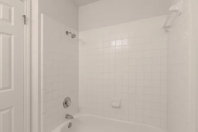 a bathroom with a bathtub