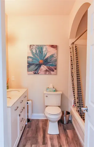 a bathroom with a toilet a sink and a large mirror