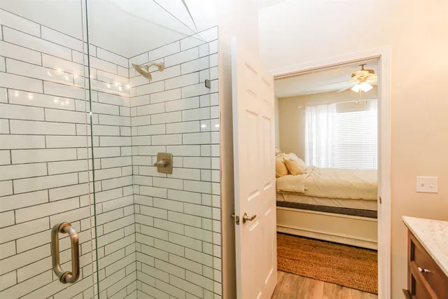 a bathroom with a shower