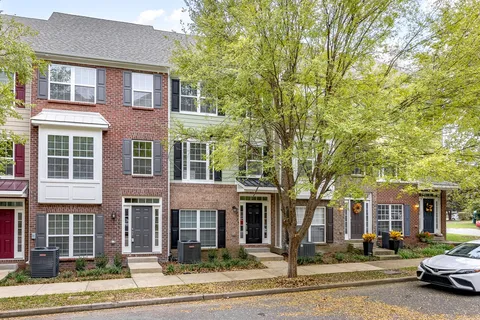a front view of a building with street view