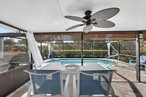 a view of porch with seating space