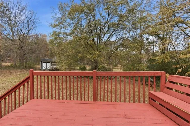 a view of a wooden roof deck