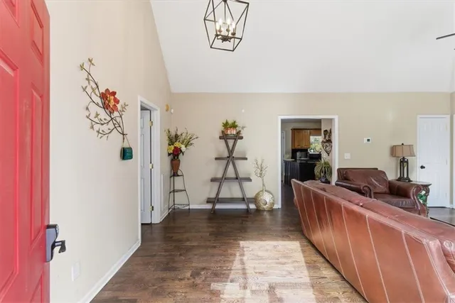 a view of a hallway with workspace