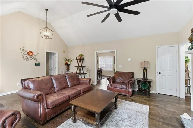 a living room with furniture
