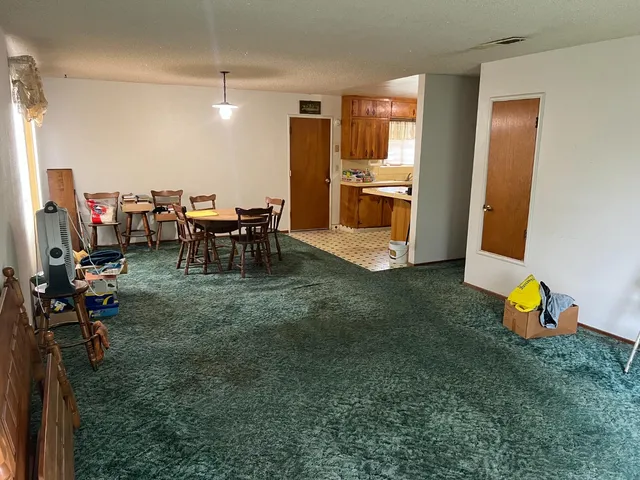 a view of a play room with kitchen