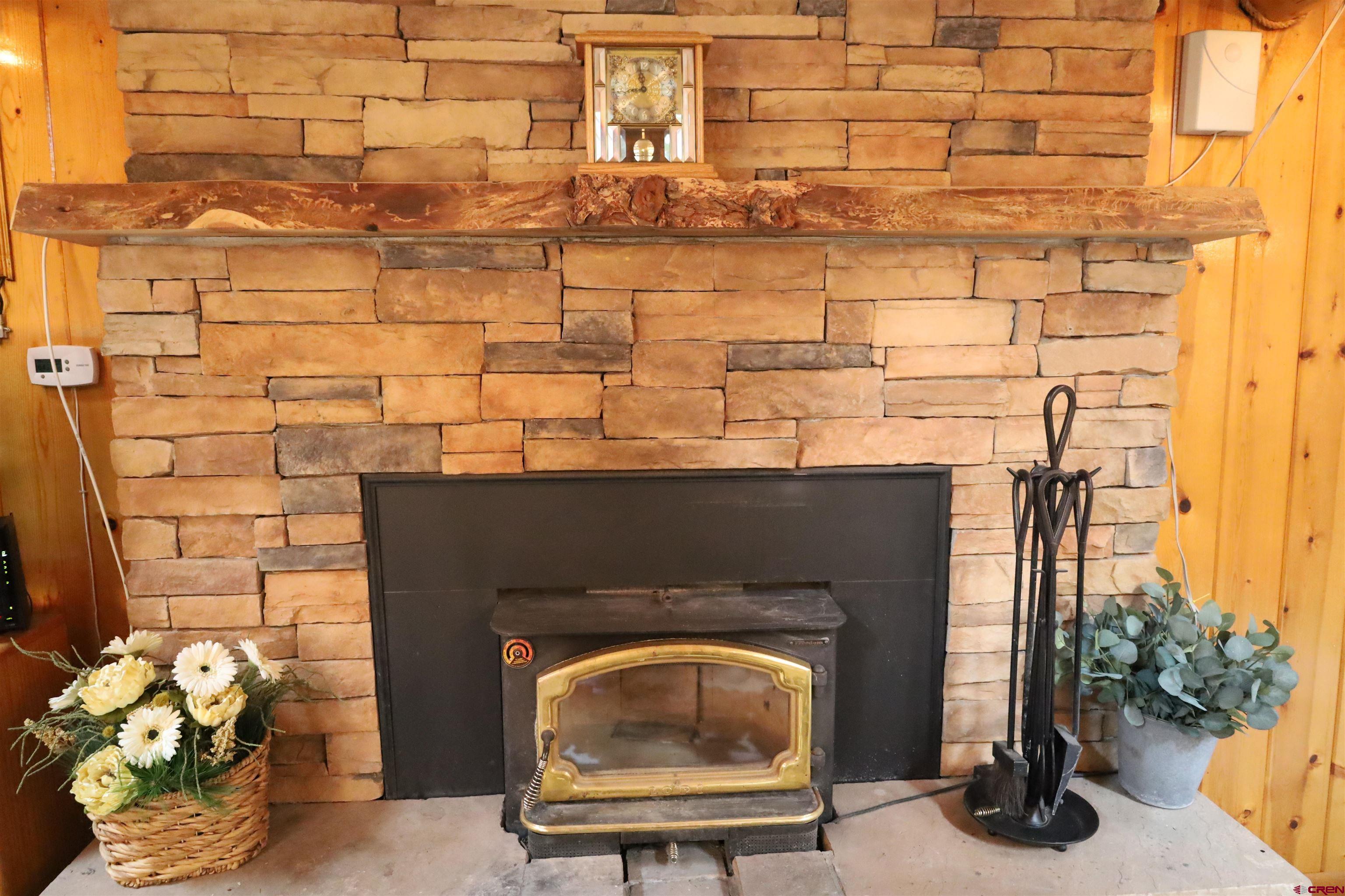 95 Deerpath Lane, Unit RIVERFRONT Almont, CO 81210 - Photo 16 of 35 a living room with a fireplace and a potted plant