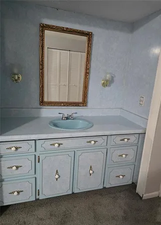 a view with cabinets
