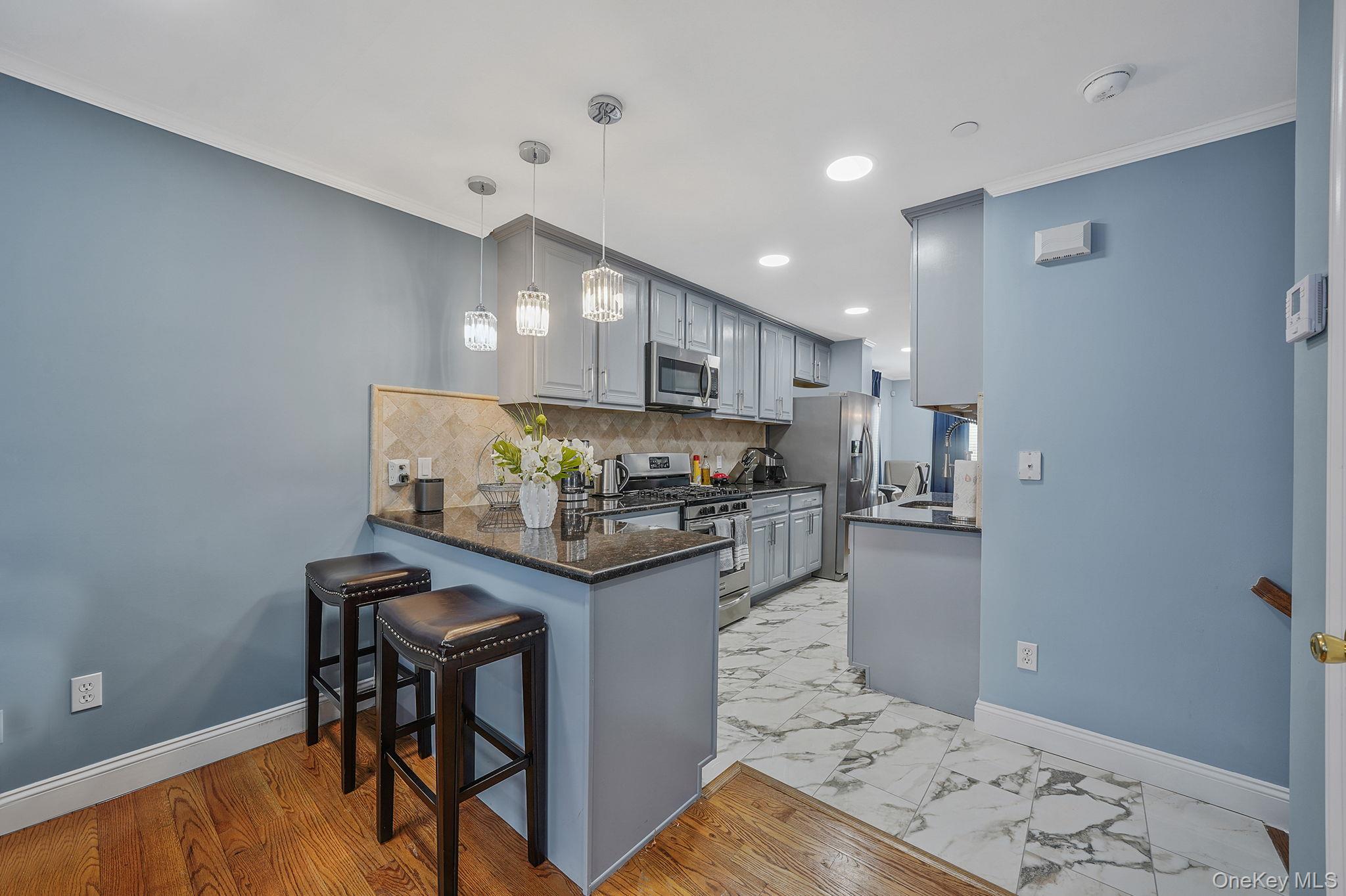 531 Ray Street, Unit 10 Freeport, NY 11520 - Photo 2 of 32 a kitchen with stainless steel appliances granite countertop a sink and a refrigerator