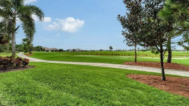 an aerial view of a house with a garden