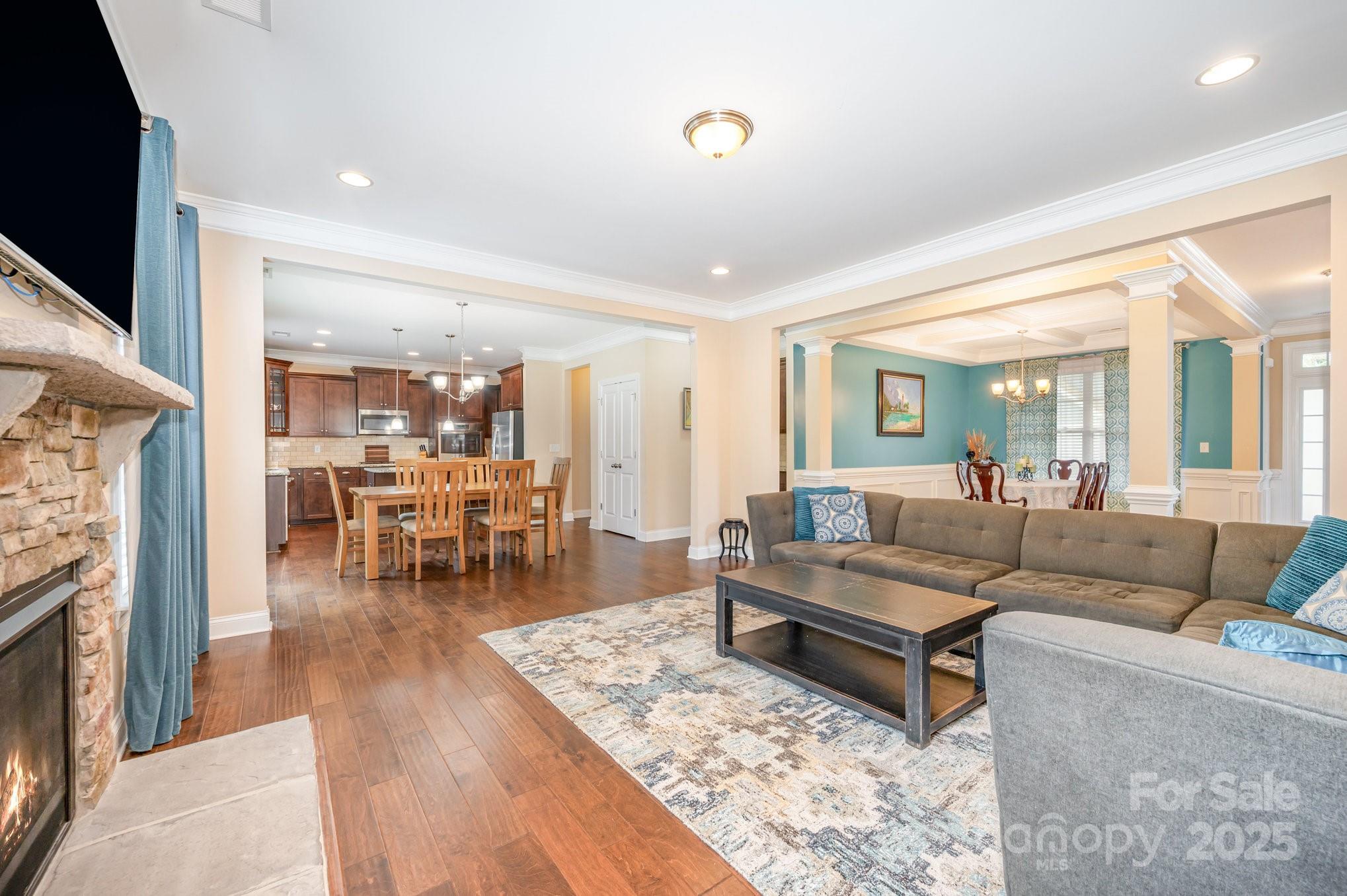 819 Coralbell Way Tega Cay, SC 29708 - Photo 5 of 33 a living room with fireplace furniture and a flat screen tv