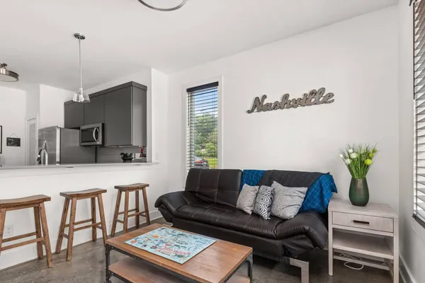 a living room with furniture