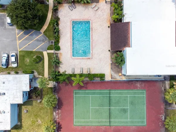 an aerial view of a house