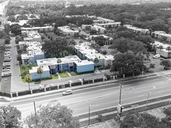 an aerial view of a city