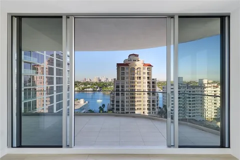 a city view with tall buildings