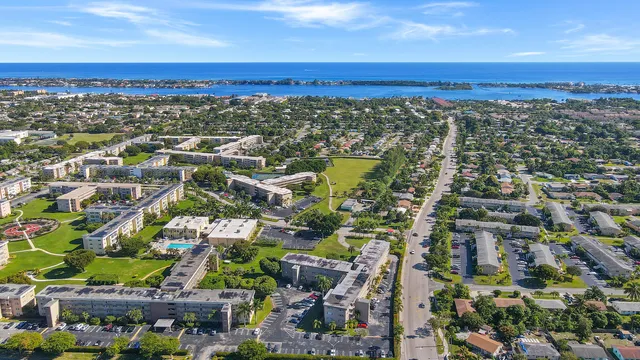 a view of a city with an ocean