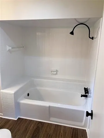 a bathroom with a tub