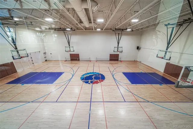 a view of a room with shelves