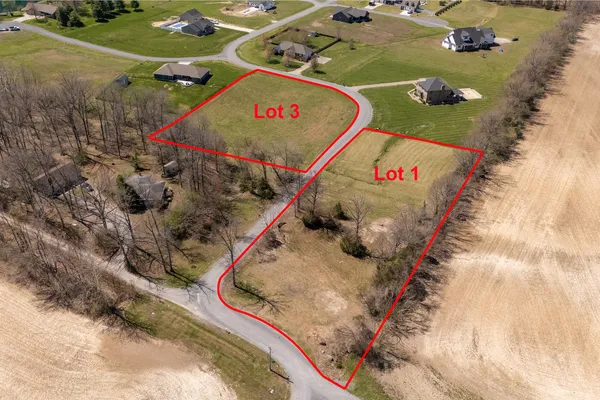 an aerial view of a highlighted house