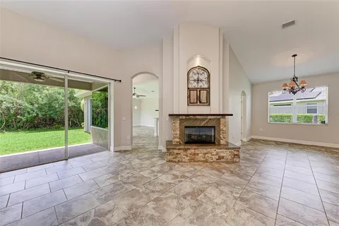 a view of a chandelier in a room