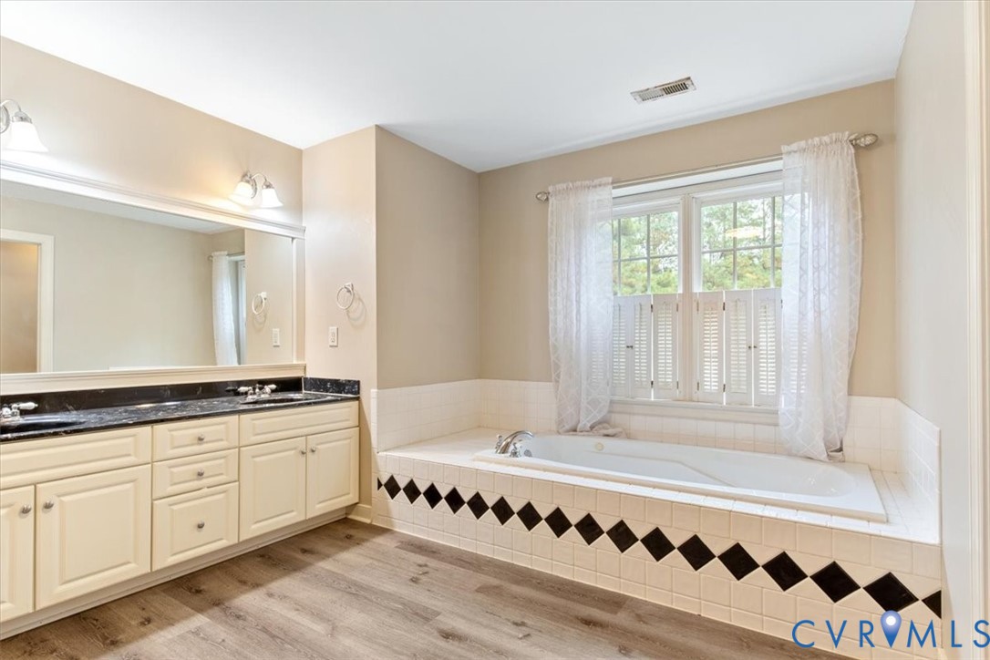 17595 Circuit Rider Drive Beaverdam, VA 23015 - Photo 19 of 29 a bathroom with a bathtub a sink and a large mirror