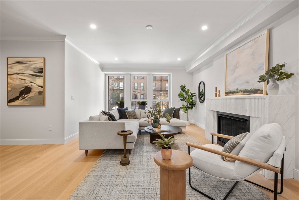 144 Worcester Street, Unit 2 Boston, MA 02118 - Photo 4 of 33 a living room with furniture a fireplace and a potted plant