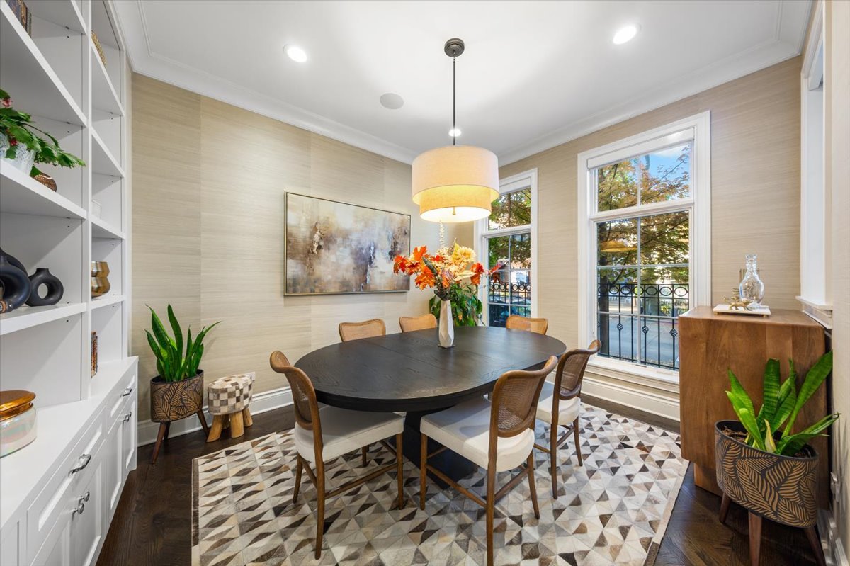 Undisclosed Address Chicago, IL 60622 - Photo 3 of 41 a dining room with furniture a window and a chandelier