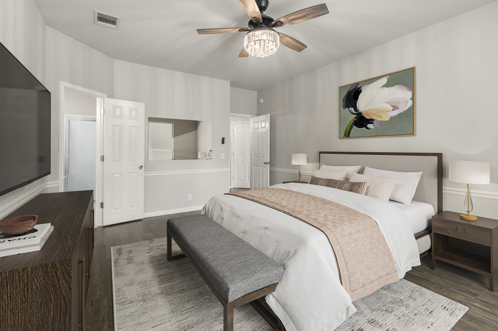 1100 Vanderbilt Circle Pflugerville, TX 78660 - Photo 19 of 39 a bedroom with a bed and a flat screen tv