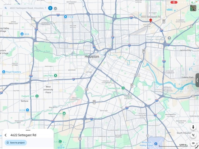 4622 Settegast Road Houston, TX 77028 - Photo 1 of 5 The photo is a map highlighting the location of 4622 Settegast Rd in Houston, Texas. It shows major highways and surrounding neighborhoods, offering a clear view of the area's layout and accessibility.