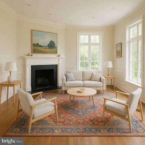 a kitchen with a refrigerator a stove a sink dishwasher and white countertops with wooden floor