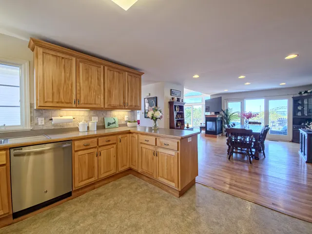 a workspace with furniture and a window