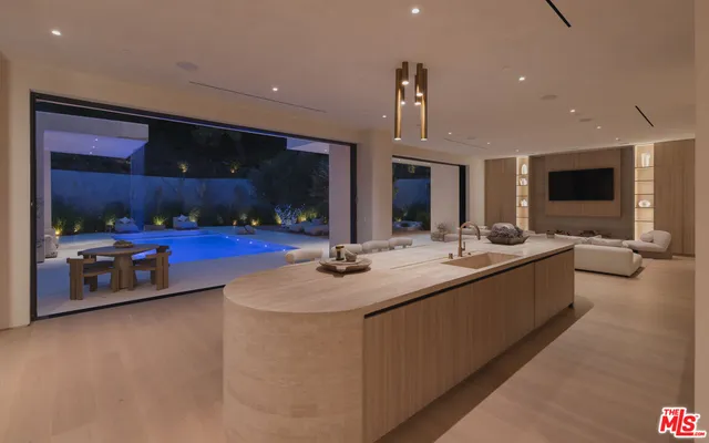 an outdoor space with furniture