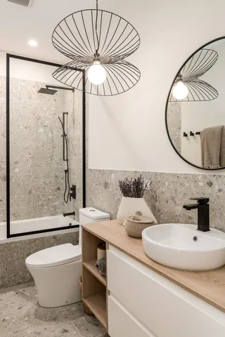 a outdoor space with furniture and flat screen tv