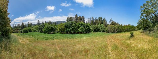 a view of a yard with a house