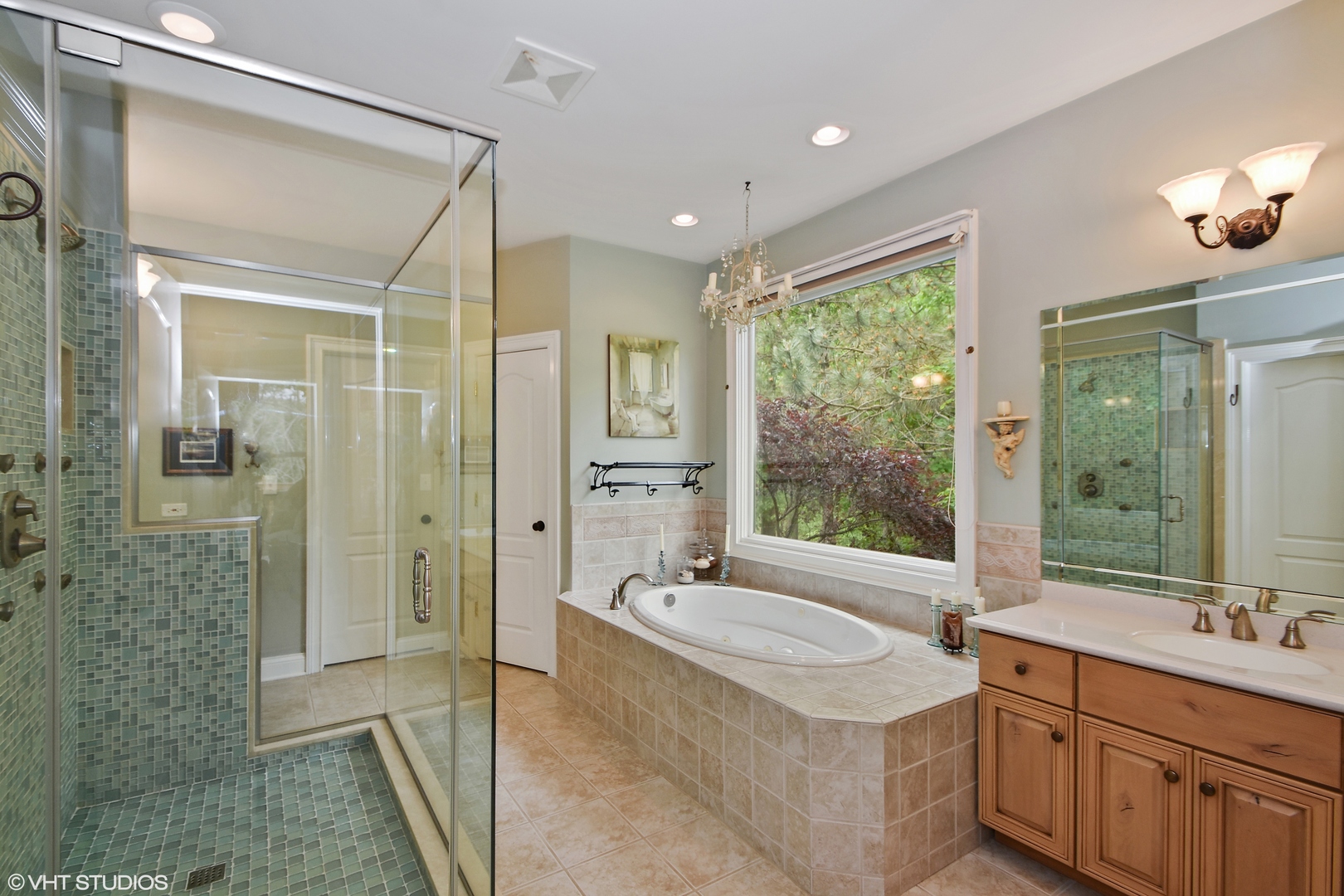 26010 West Airport Road Minooka, IL 60447 - Photo 14 of 28 a bathroom with a granite countertop sink a mirror a shower and a bathtub