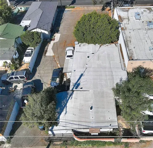 an aerial view of a large buildings