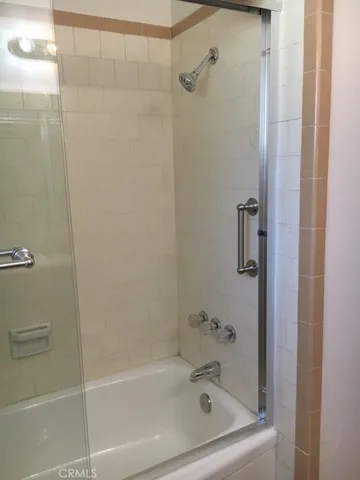 a bathroom with a bathtub